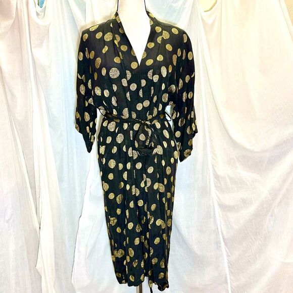 Tu-Ahn Brocade Embroidered Longevity Kimono Robe Sz M - Picture 2 of 7